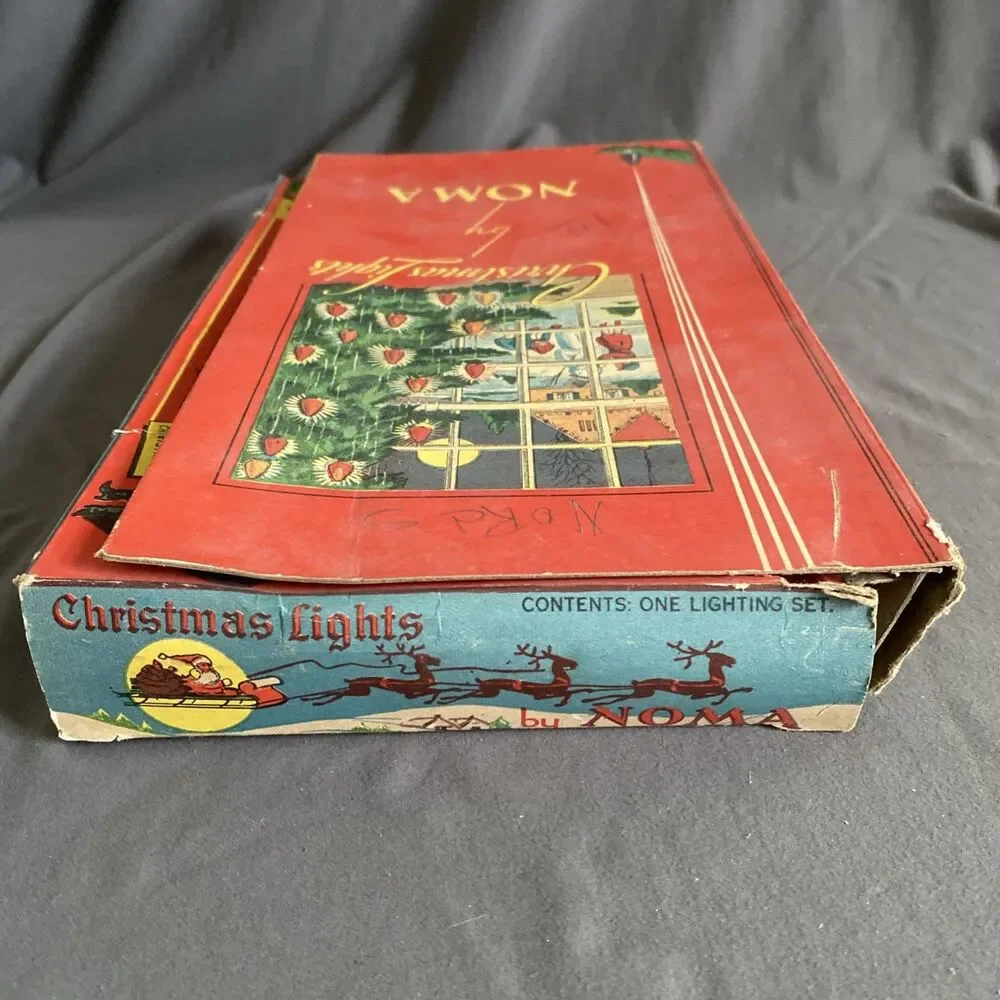 Vintage Christmas NOMA LITES 2 Wire Light Strand w Bead Original Box